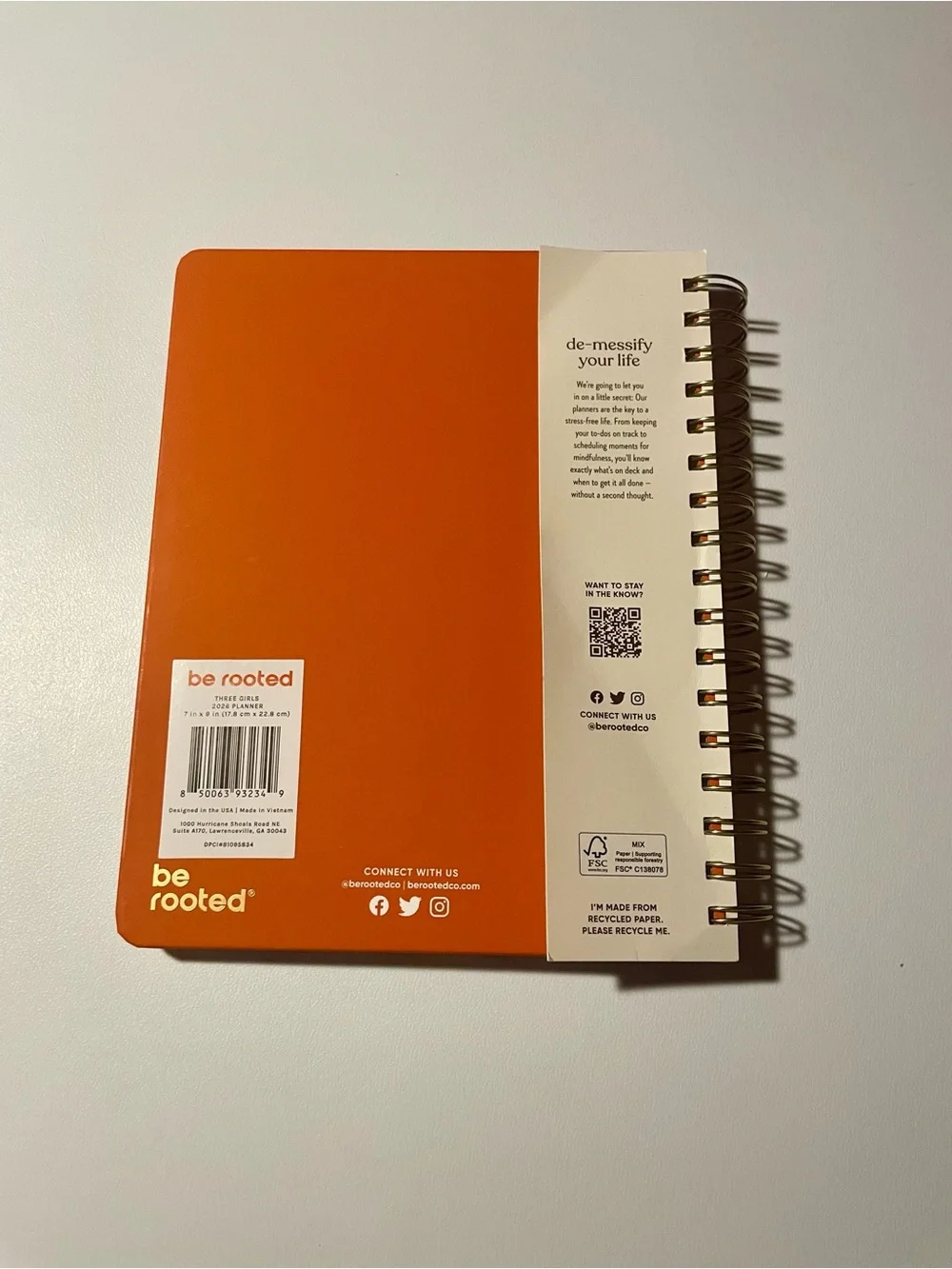 Be Rooted 2026 Illustrated Spiral Planner - Rust & Peach 12 Month Day Plans NWT